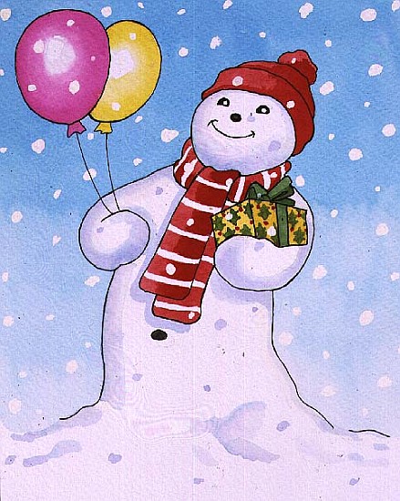 Snowman with Balloons, 1996 (w/c)  à Lavinia  Hamer