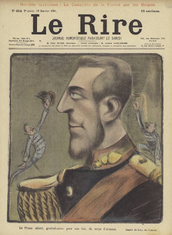 Prince Albert of Belgium, Illustration for Le Rire (colour litho) à Leal de Camara