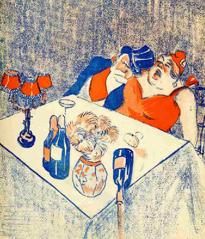 She and he, the last bomb - Emile Loubet and Marianne fall asleep at the Xmas table, 1905. (litho) à Leal de Camara
