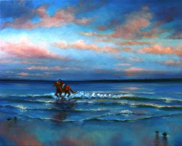Wave Racing Horse riding on beach à Lee Campbell