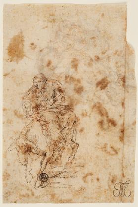 Frau mit Kind auf einem Esel (Maria mit dem Kind)