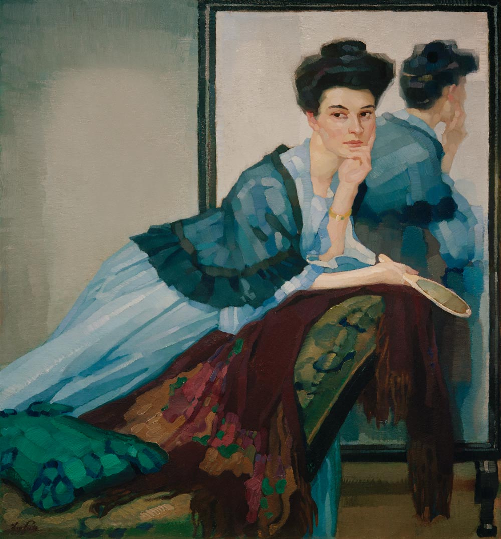 Dame in Blau, 1908. à Leo Putz