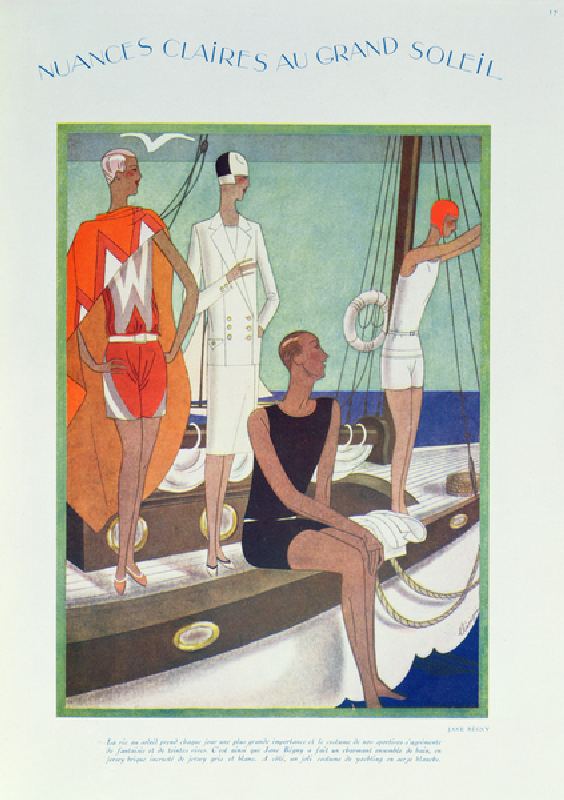 Summer Life on the yacht, fashion plate from Femina magazine, May 1927 (colour litho) à Leon Benigni