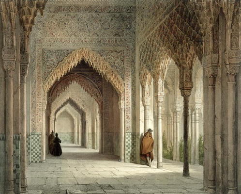 The Court Room of the Alhambra, Granada, 1853 (litho) à Leon Auguste Asselineau