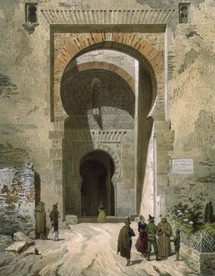 The Gate of Justice, entrance to the Alhambra, Granada, 1853 (litho) à Leon Auguste Asselineau