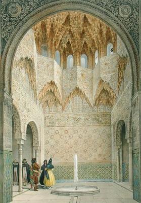 The Hall of the Abencerrages, the Alhambra, Granada, 1853 (coloured litho) à Leon Auguste Asselineau