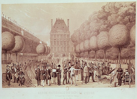 The National Guard from the Eure Camped in the Tuileries Garden, 26th June 1848 à Leon Auguste Asselineau