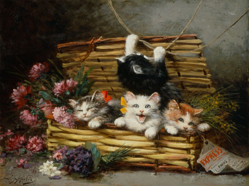 Un panier plein de chats à Léon Charles Huber