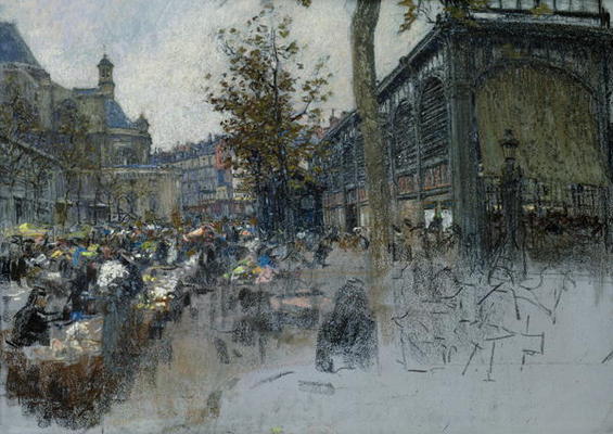 Study for Les Halles, 1893 (pastel on card) à Leon Augustin Lhermitte