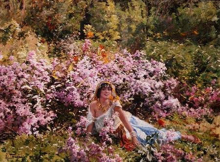 Algerian beauty in a lilac field à Leon Louis Tanzi