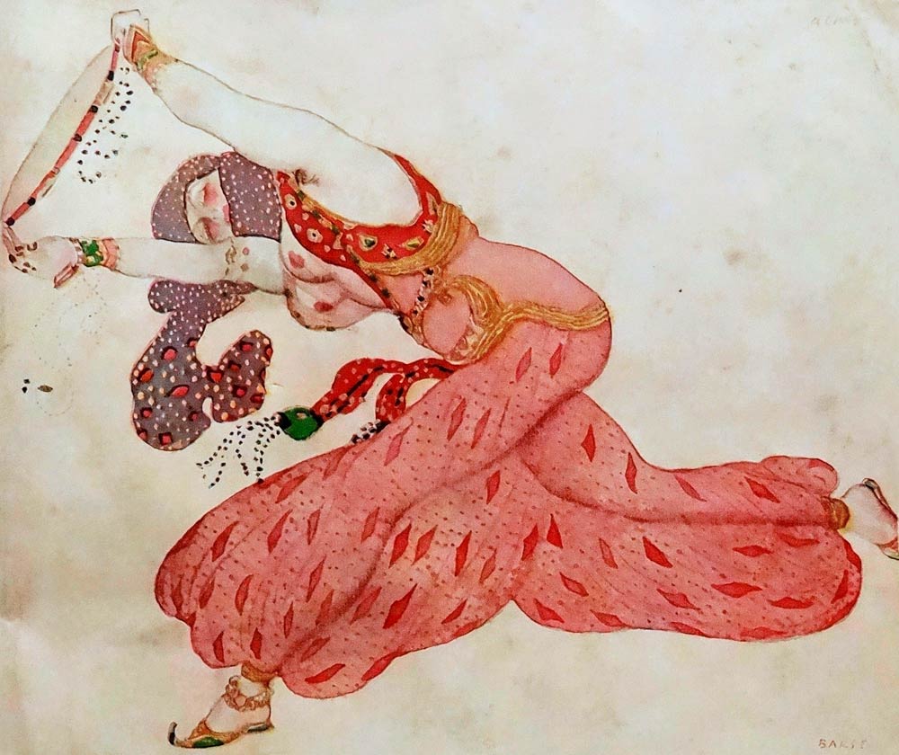 Almee. Costume design for the ballet Sheherazade by N. Rimsky-Korsakov à Leon Nikolajewitsch Bakst