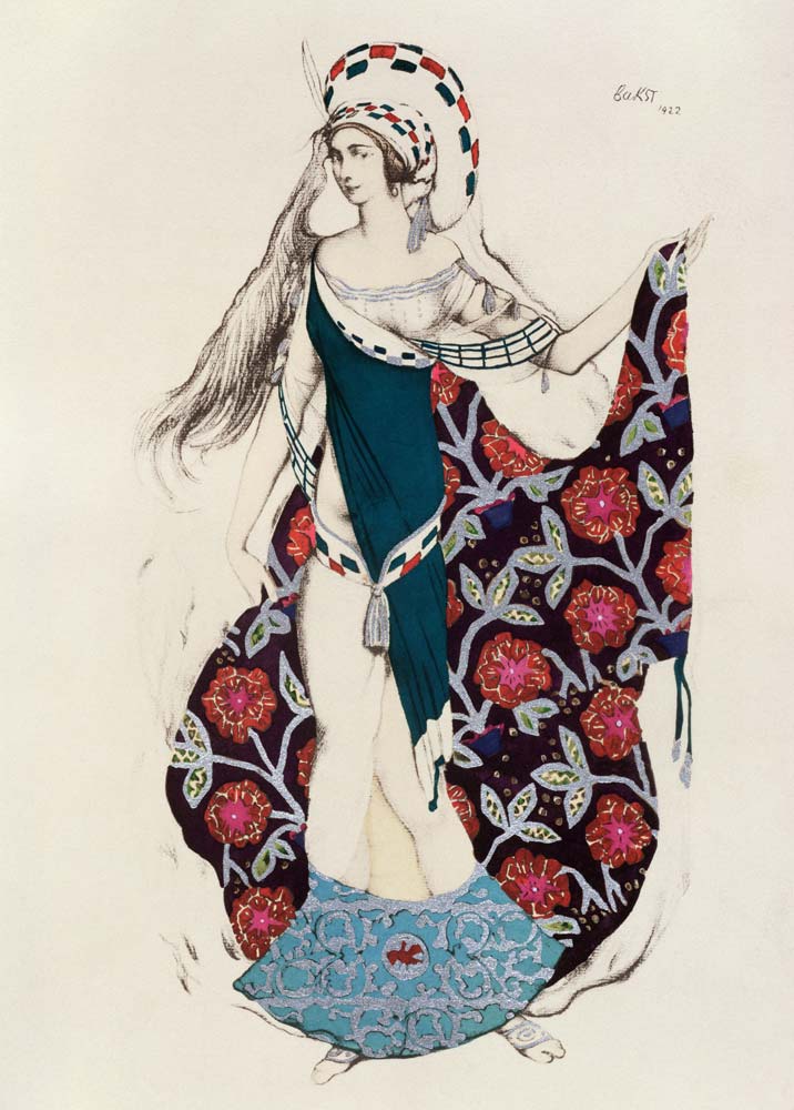 Costume design for a woman, from Judith, 1922 (colour litho) à Leon Nikolajewitsch Bakst