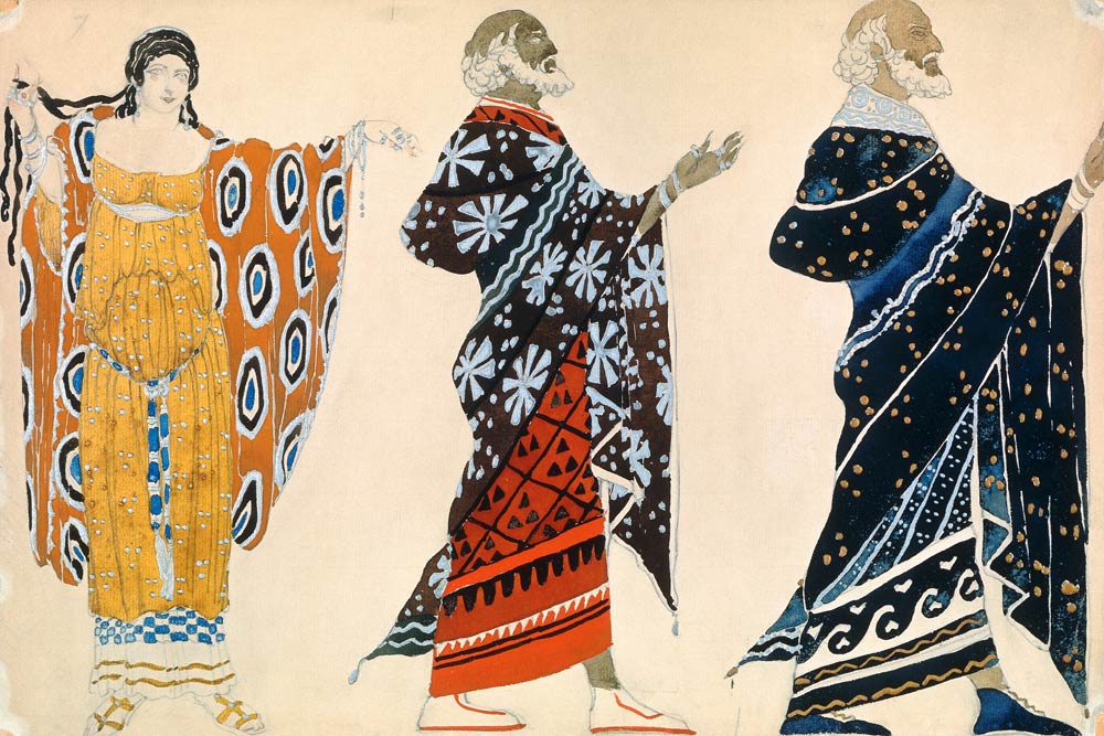 Costume design for drama Oedipus at Colonus by Sophocles à Leon Nikolajewitsch Bakst