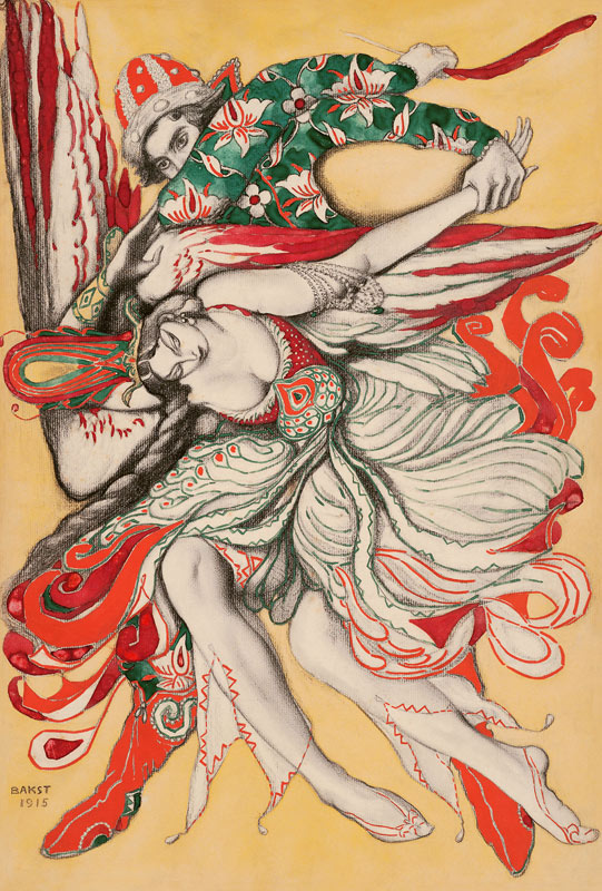 Poster design for the ballet "The Firebird" ("L'Oiseau de feu") by I. Stravinsky à Leon Nikolajewitsch Bakst