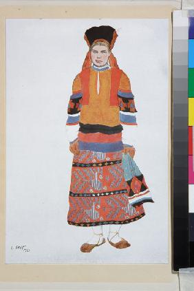 Peasant woman. Costume design for the Vaudeville "Old Moscow" at the Théâtre Femina in Paris