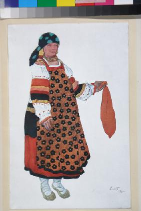 Peasant woman. Costume design for the Vaudeville "Old Moscow" at the Théâtre Femina in Paris