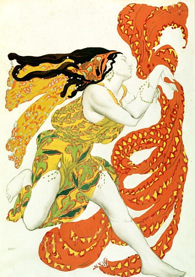 Costume design for a bacchante in ''Narcisse'' by Tcherepnin, 1911(see also 4728) à Leon Nikolajewitsch Bakst