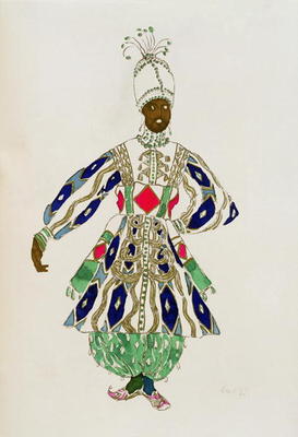 Costume for a 'negro', from Aladdin, 1916 (colour litho) à Leon Nikolajewitsch Bakst