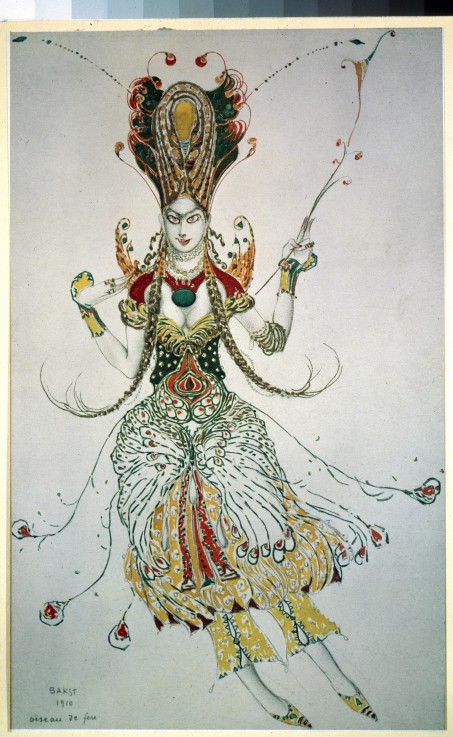 Firebird. Costume design for the ballet The Firebird (L'oiseau de feu) by I. Stravinsky à Leon Nikolajewitsch Bakst