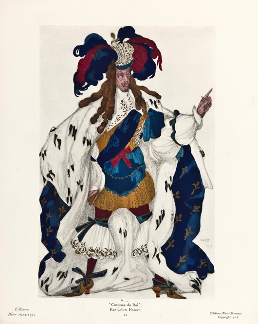 King. Costume design for the ballet Sleeping Beauty by P. Tchaikovsky à Leon Nikolajewitsch Bakst
