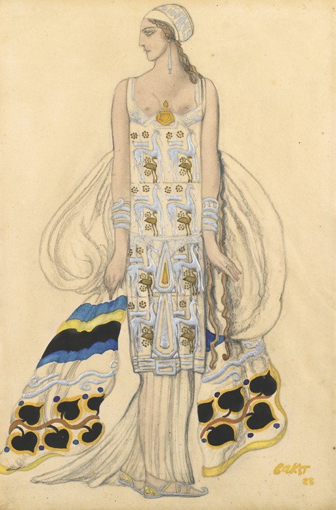 Costume design for Ida Rubinstein in the drama Phaedra (Phèdre) by Jean Racine à Leon Nikolajewitsch Bakst