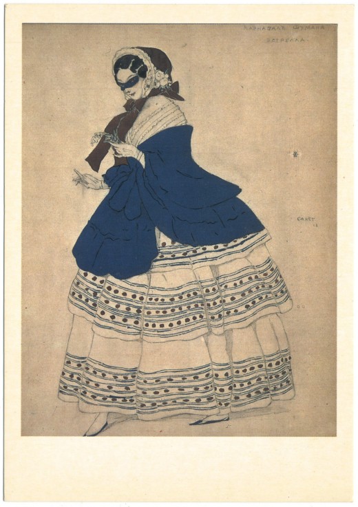 Costume design for the ballet Carnaval by R. Schumann à Leon Nikolajewitsch Bakst