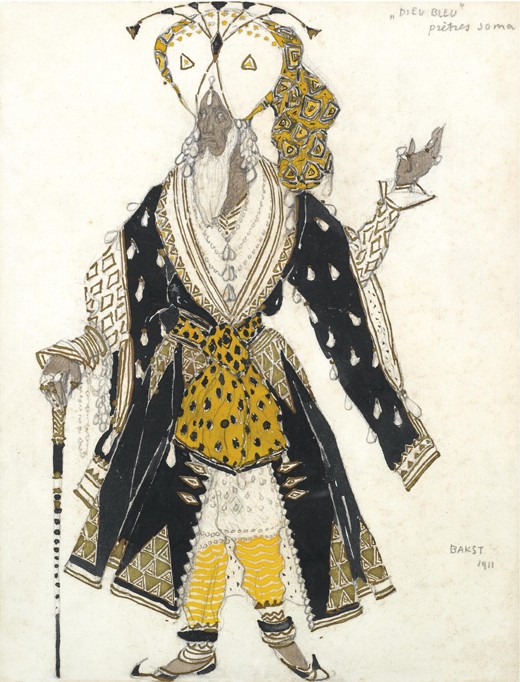 Costume design for the Ballet "Blue God" by R. Hahn à Leon Nikolajewitsch Bakst