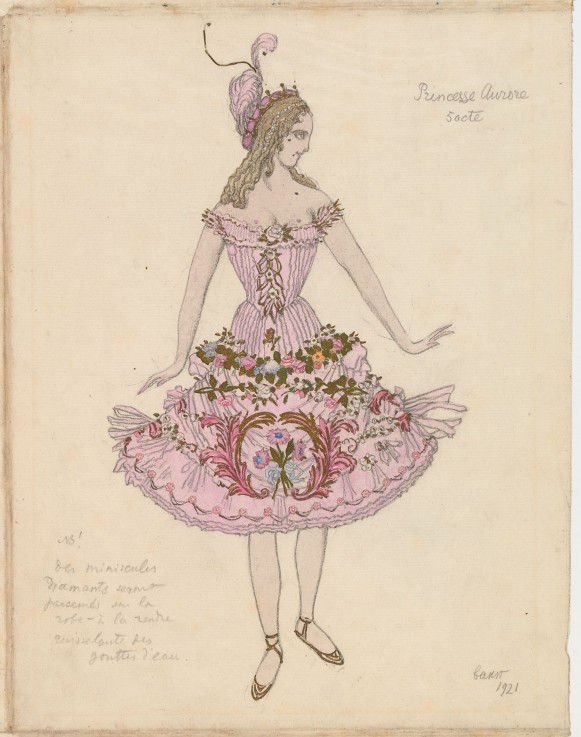 Costume design for the ballet Sleeping Beauty by P. Tchaikovsky à Leon Nikolajewitsch Bakst