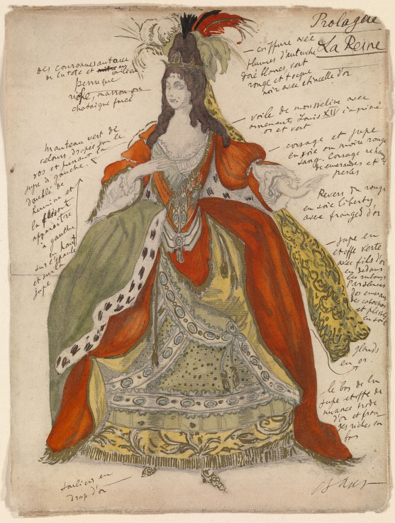 Costume design for the ballet Sleeping Beauty by P. Tchaikovsky à Leon Nikolajewitsch Bakst