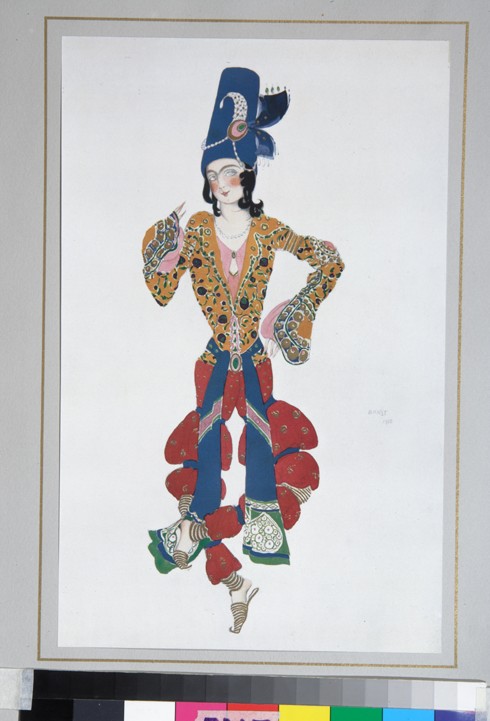 Costume design for the ballet Sheherazade by N. Rimsky-Korsakov à Leon Nikolajewitsch Bakst