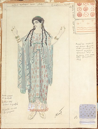 Lady-in-waiting, costume design for ''Hippolytus'' Euripides à Leon Nikolajewitsch Bakst