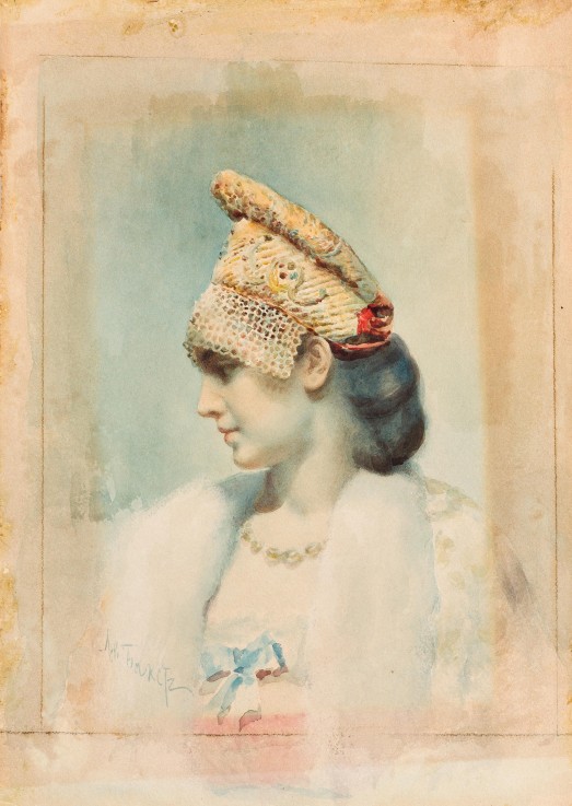Portrait of a Girl Wearing a Kokoshnik à Leon Nikolajewitsch Bakst