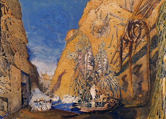 Stage set for the ''Dieu Bleu'', Reynaldo Hahn (1845-1947) 1911 à Leon Nikolajewitsch Bakst