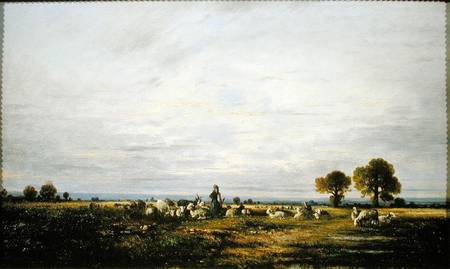 Shepherdess watching her Flock à Leon-Victor Dupre
