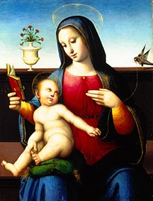 Madonne avec l'enfant et des chardonneret à Leonardo da Pistoia