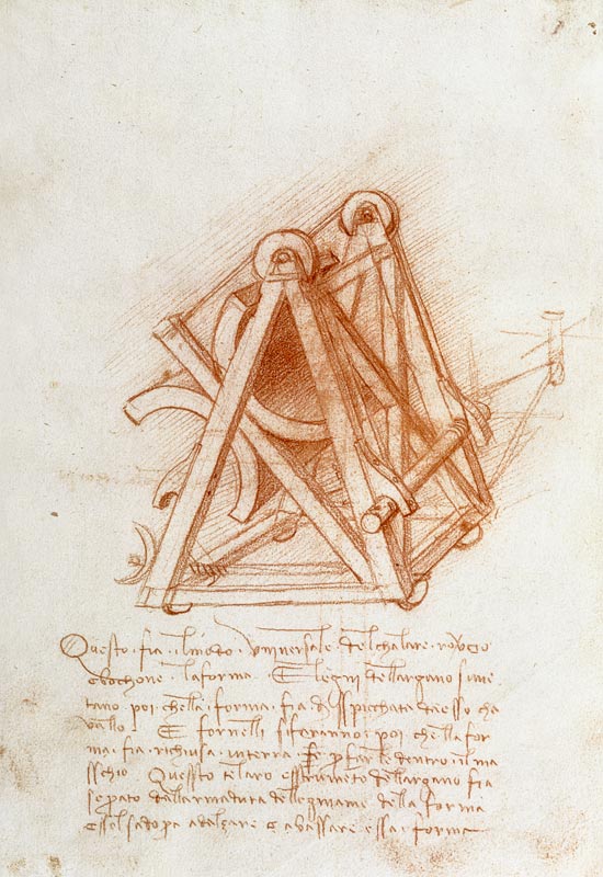 Codex Madrid II/154-V Design (pen & brown ink on paper) à Léonard de Vinci