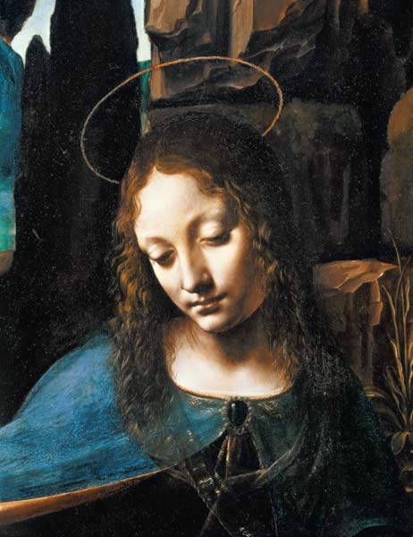 Detail of the Head of the Virgin, from The Virgin of the Rocks (The Virgin with the Infant Saint Joh à Léonard de Vinci