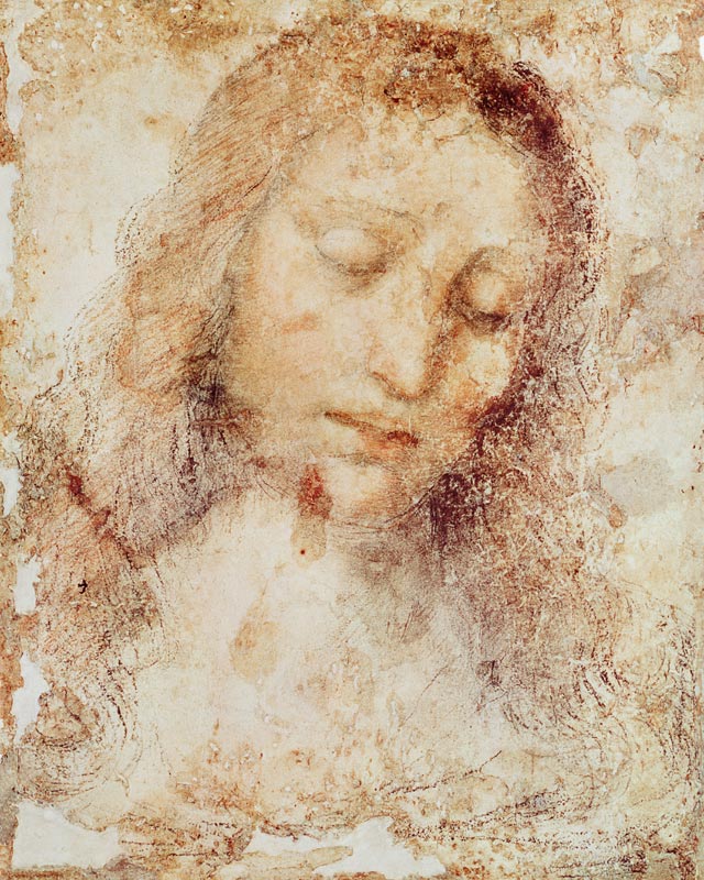 Head of Christ (pencil and wash) à Léonard de Vinci
