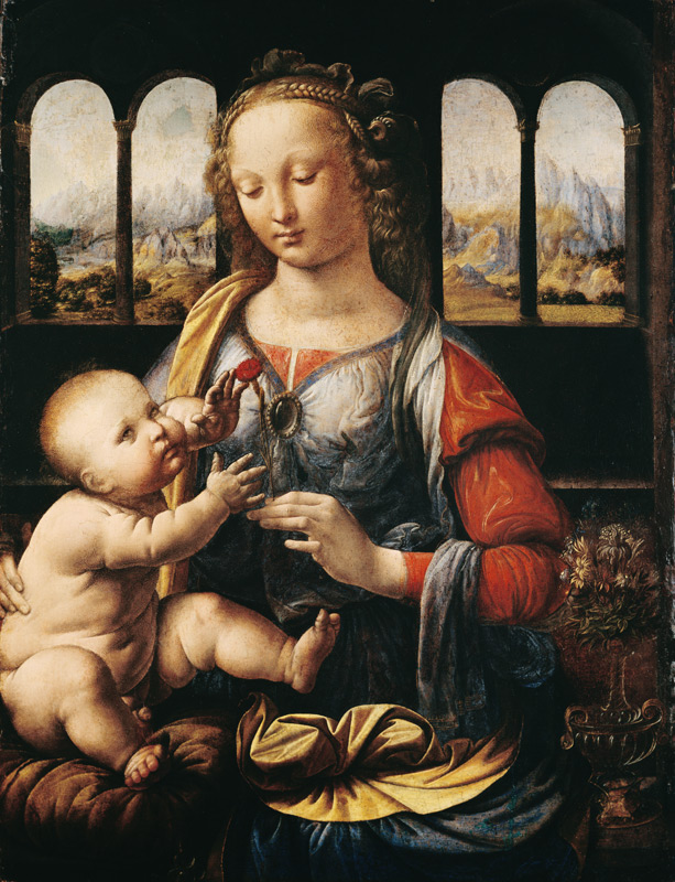 Madonne avec l'oeillet à Léonard de Vinci