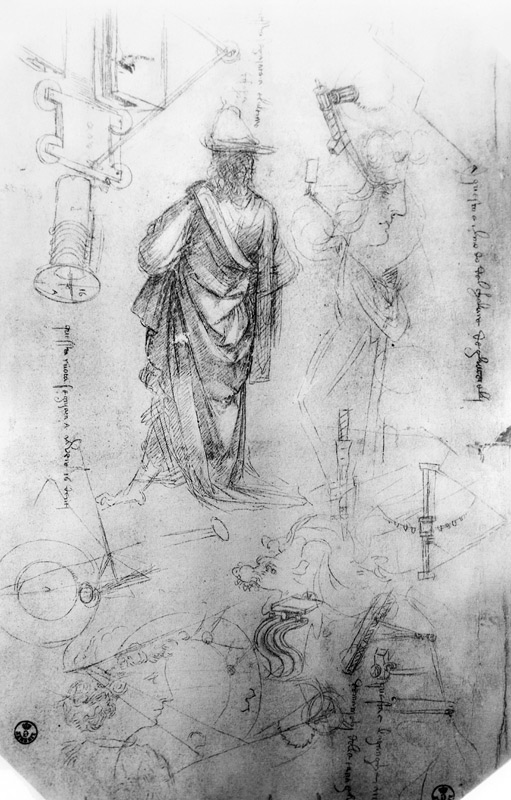 Studies (pen and ink on paper) à Léonard de Vinci