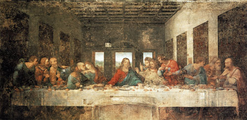 La cène (avant restauration) à Léonard de Vinci