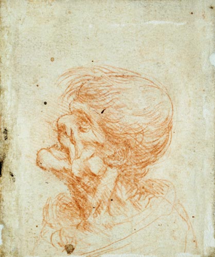 Caricature Head Study of an Old Man à Léonard de Vinci
