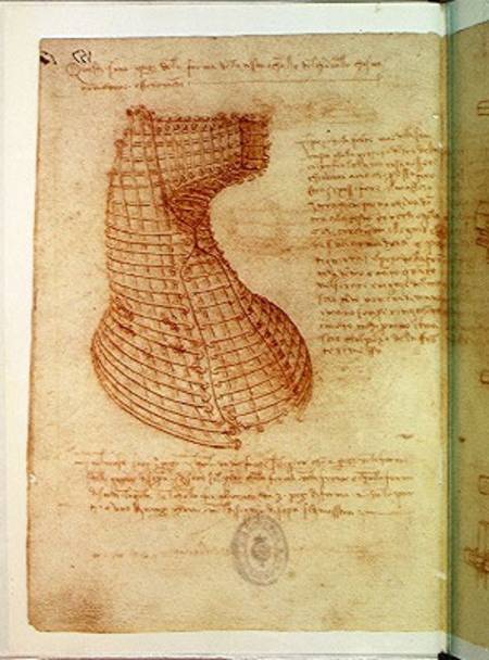 Codex Madrid 1/57-R Study for a sculpture of a horse (pen & brown ink on paper) à Léonard de Vinci