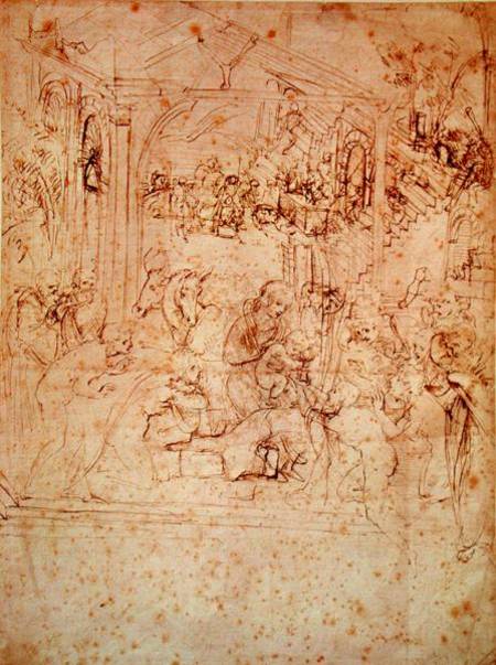 Compositional sketch for The Adoration of the Magi à Léonard de Vinci