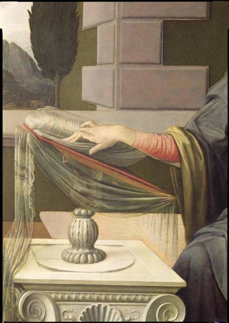 Detail of the Virgin Mary, from the Annunciation à Léonard de Vinci