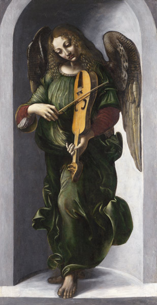 Ange en vert avec violon à Léonard de Vinci