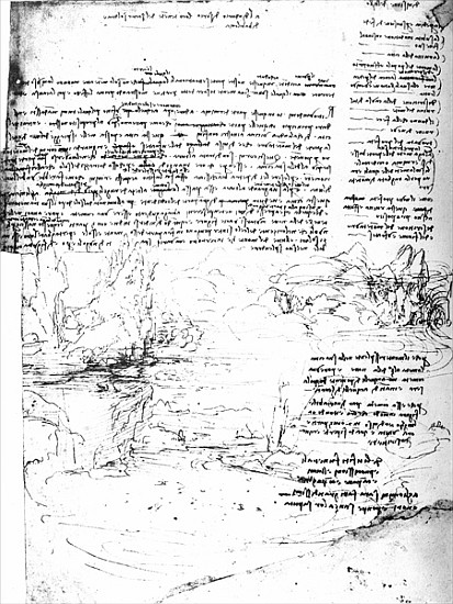 Fol.145v-a, page from Da Vinci''s notebook à Léonard de Vinci