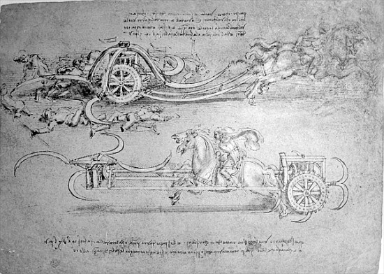 Scythed Chariot, c.1483-85 (pen and ink on paper) à Léonard de Vinci