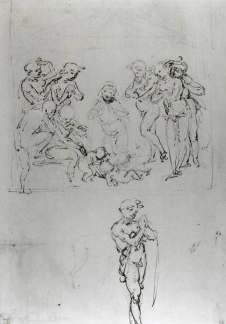 Study for the Adoration of the Shepherds (pen & ink and metal point on paper) à Léonard de Vinci