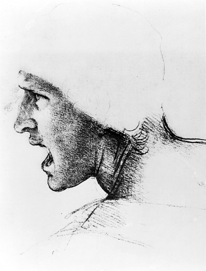 Study for the head of a soldier in ''The Battle of Anghiari'', c.1504-05 à Léonard de Vinci